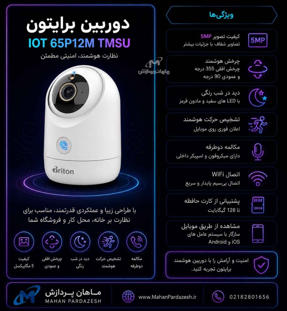 دوربین مداربسته وای فای 5 مگاپیکسل برایتون مدل IOT-65P12M-TMSU